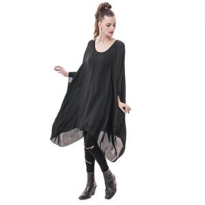 Lauren Bagliore Black Silk Kaftan Dress, size Small